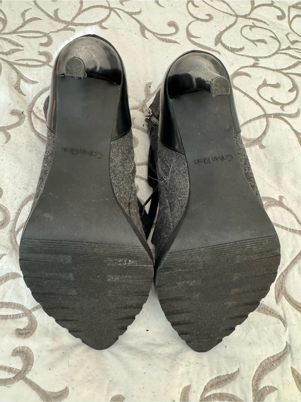Calvin Klein Black Pointed Fringe Ankle Boots